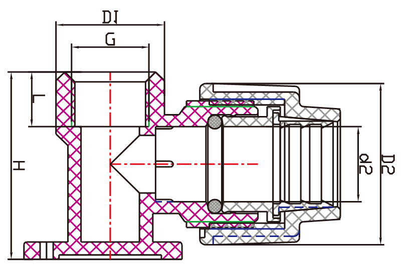 PT004 Female Thread Elbow with Ear