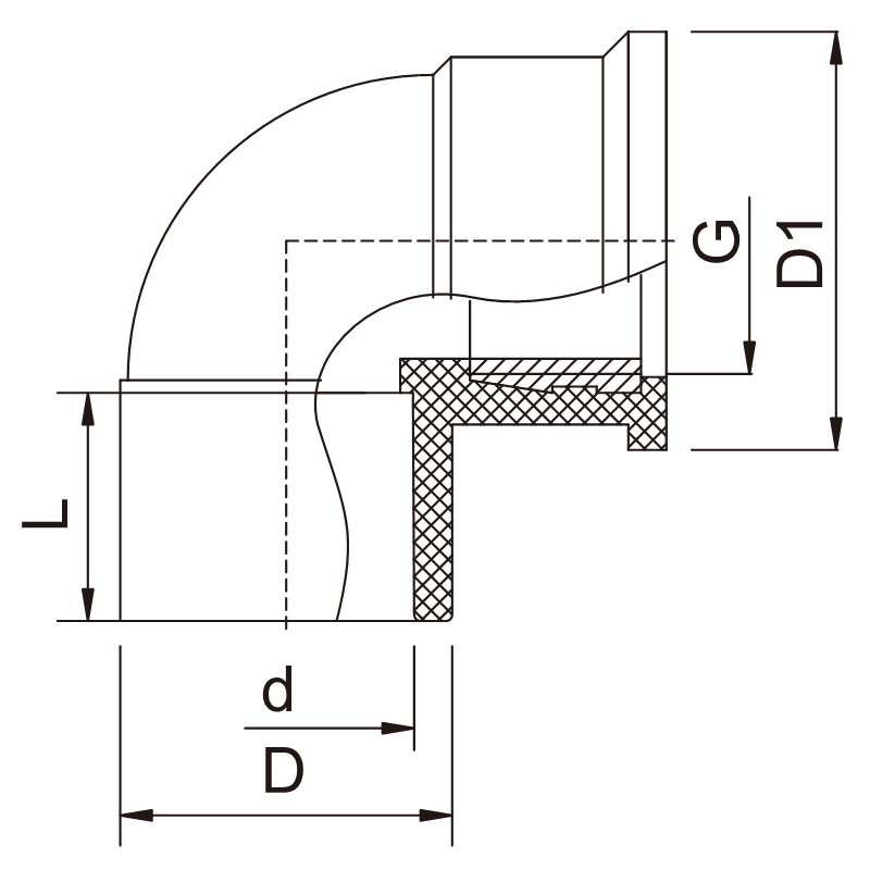 USE03 90° Copper Thread Elbow