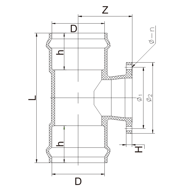 GP006 Two Faucet One Flange Regular Tee