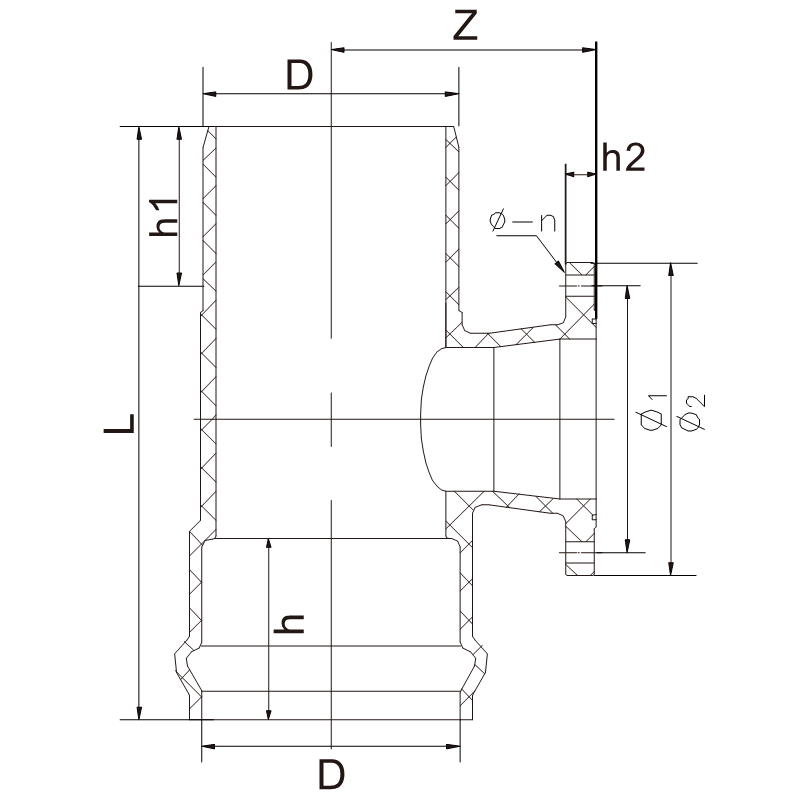 GP009 One Faucet One Insert One Flange Reducing Tee