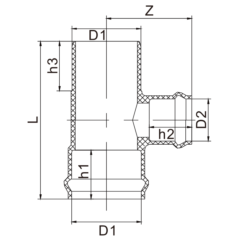 GP011 Two Faucet One Insert Reducing Tee