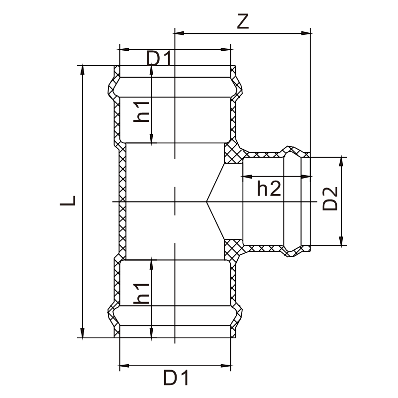 GP013 Three Faucet Reducing Tee