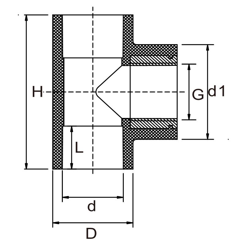 CP017 Tee 90° Adaptor With GM or Brass Insert