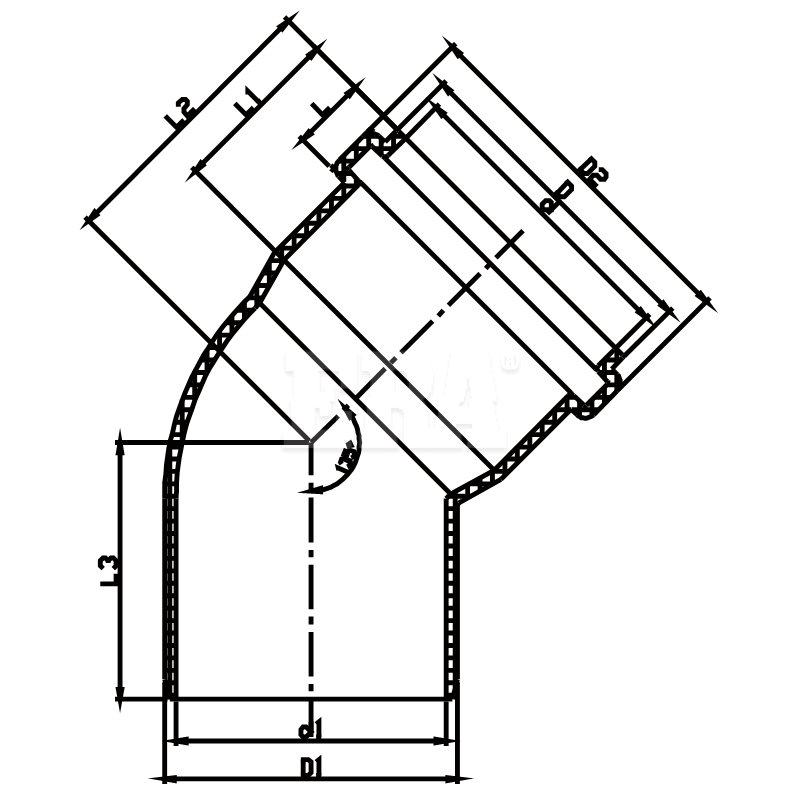 UDRN001 45° Elbow M/F