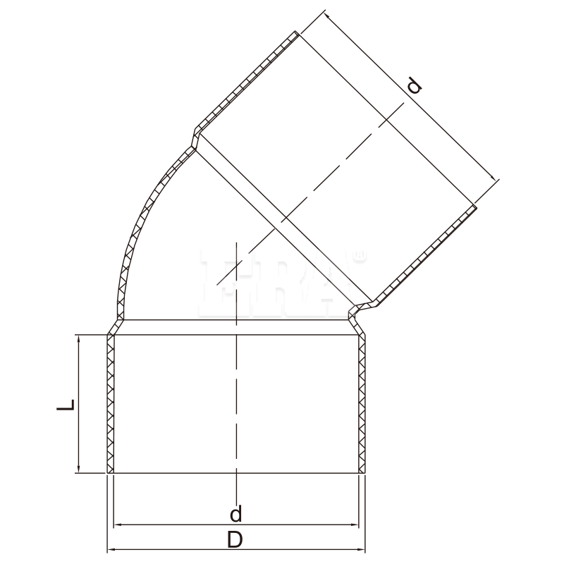 RWG009 UDE03 45° Elbow