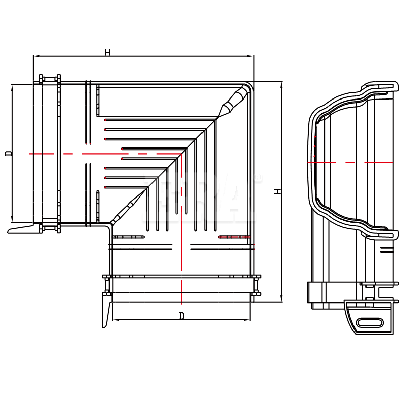 RWGF004 Square Elbow