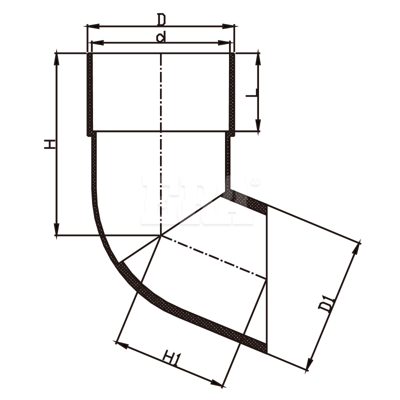 RWGF009 Square 45° Elbow