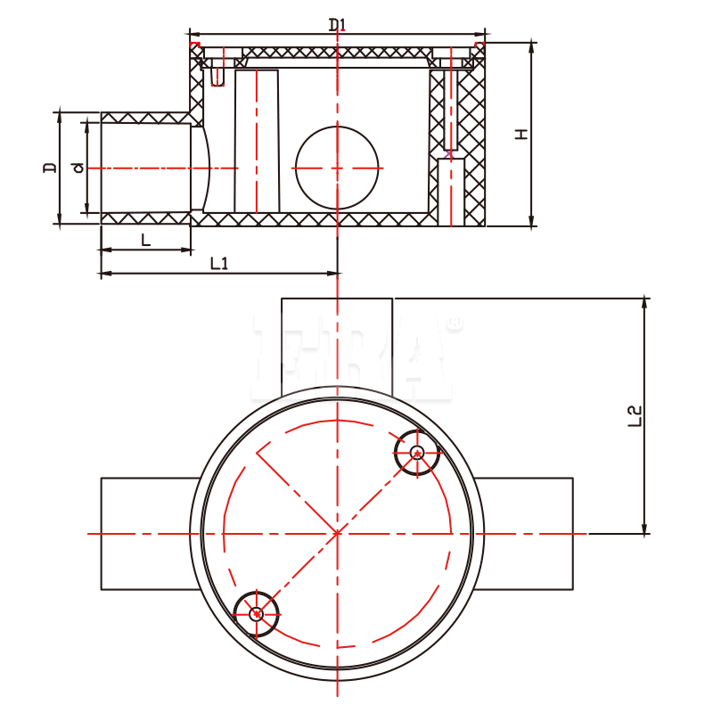 AED005 Conduit Junction Box 3 Way