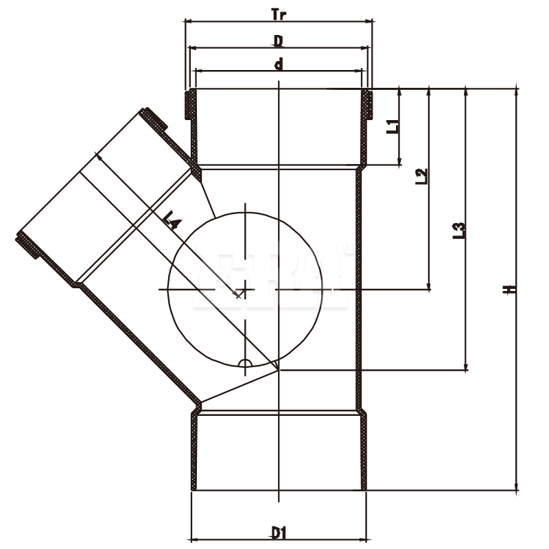 AUDT04 45° Side Access Junction Left F/F