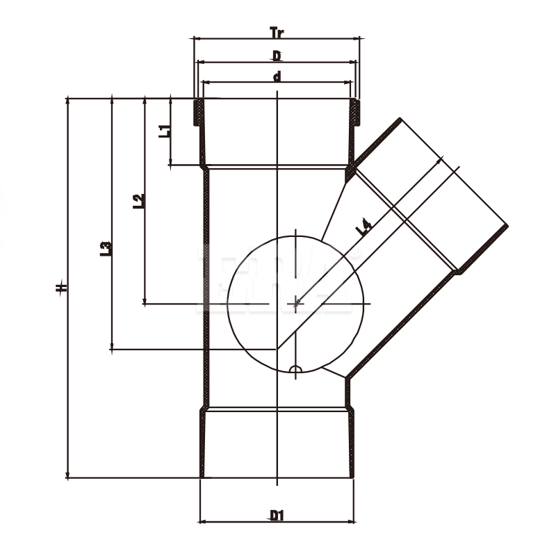 AUDT05 45° Side Access Junction Right F/F