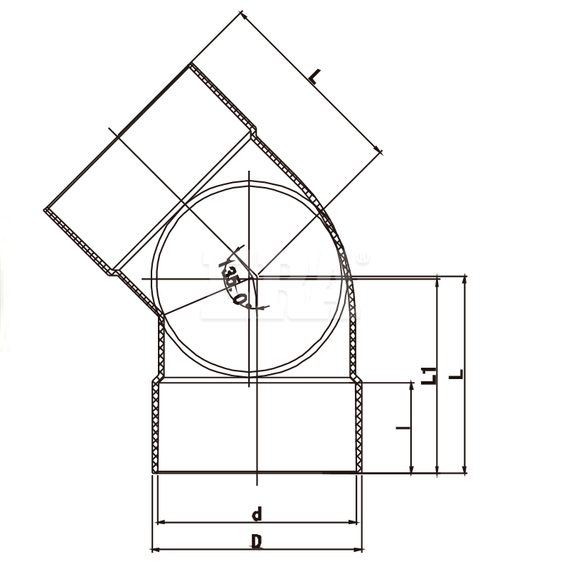 AUDE05 45° Bend Side Access F/F