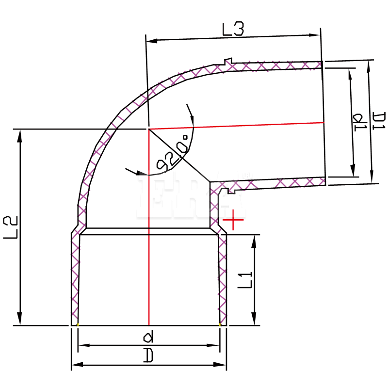 AUDE07 90° Bend M/F