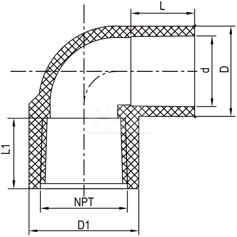 US4EF01 Female Thread Elbow Long