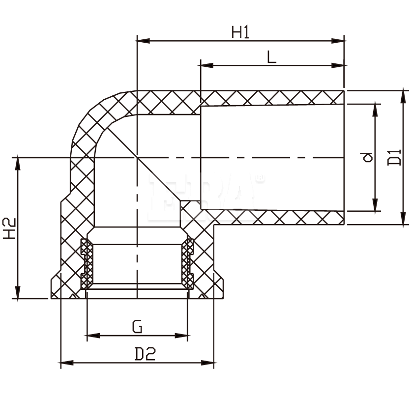 PJS001 90° Copper Thread Elbow