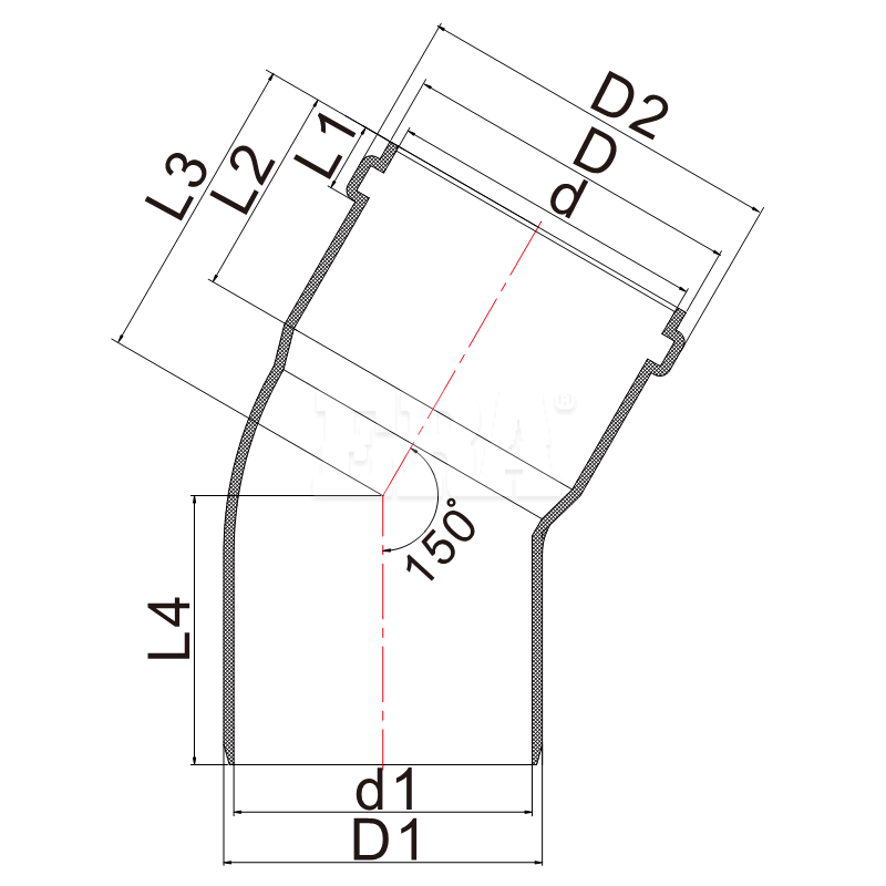 UDR012 30° Elbow With Single Socket Rubber