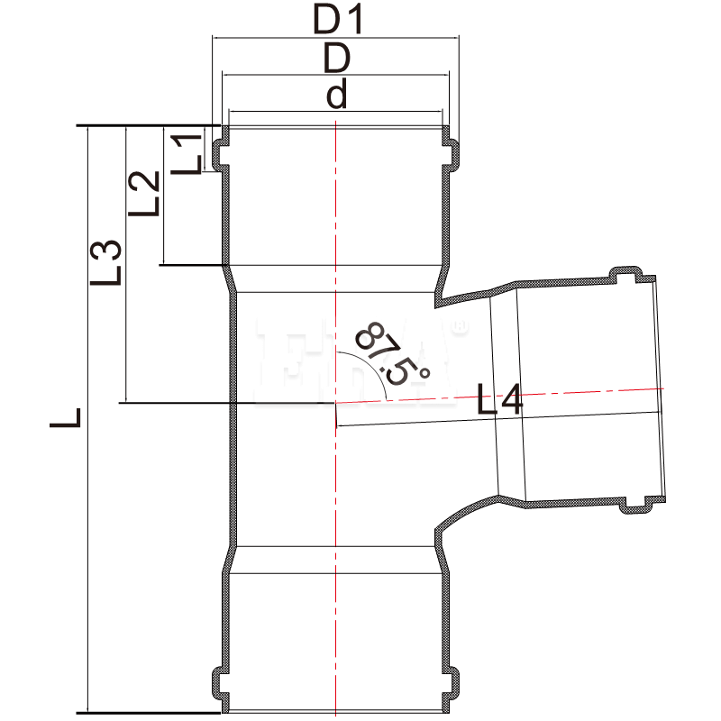 UDR015 Tee With 3 Socket Rubber