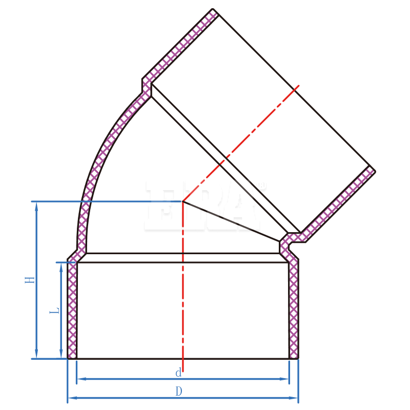 UDAL003 45° Elbow