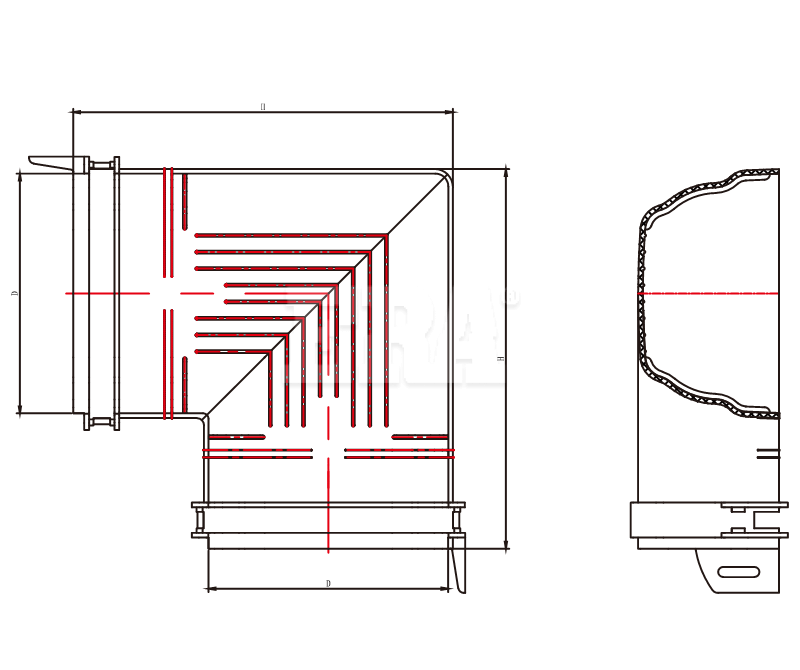 RWGF013 Right Square Elbow 125MM