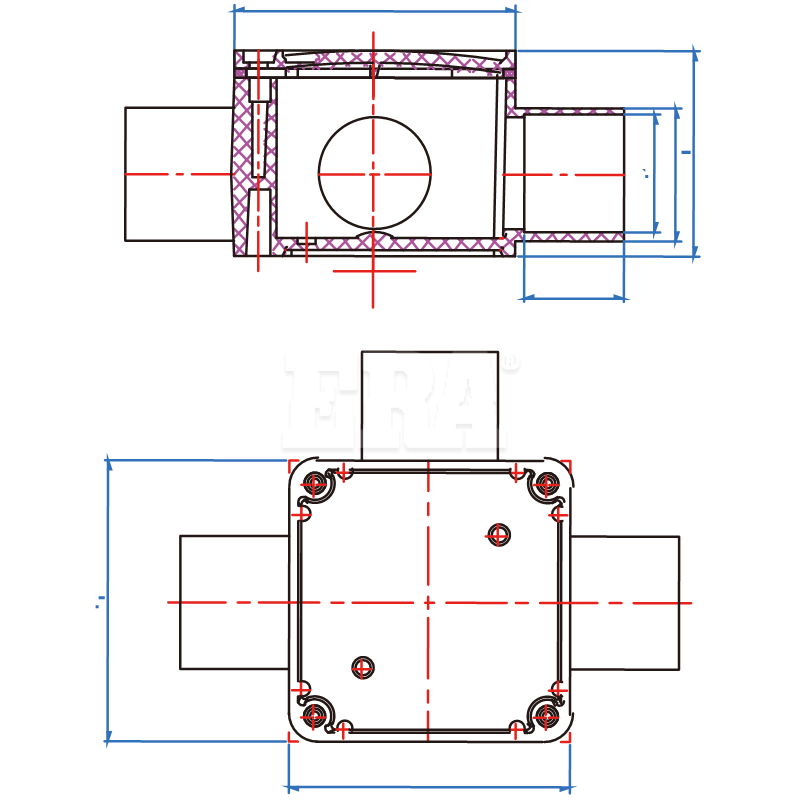 AED032 Square Junction Box With 3Way