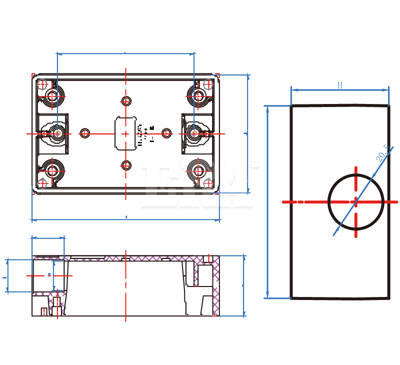 AED033 Surface Mounting Block With 20MM Entry