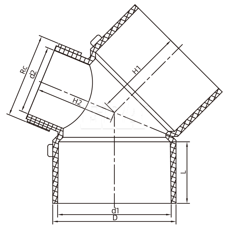 AUDE022 45° Bend With Openning F/F