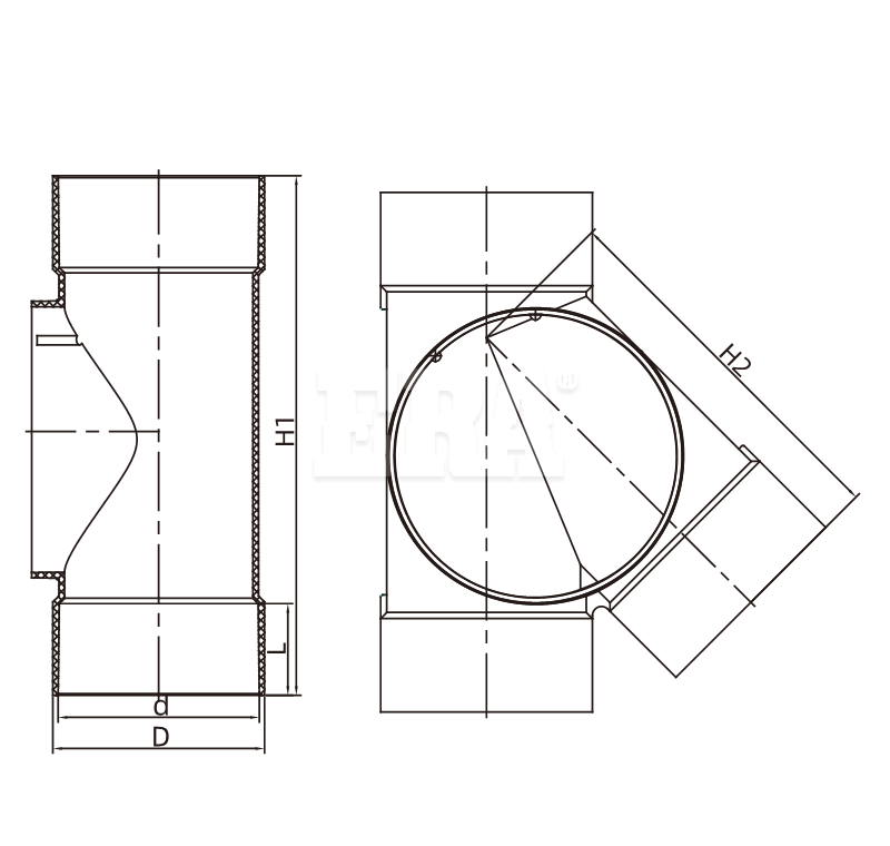 AUDT022 45° SIde Access Junction Left Big Wheel F/F