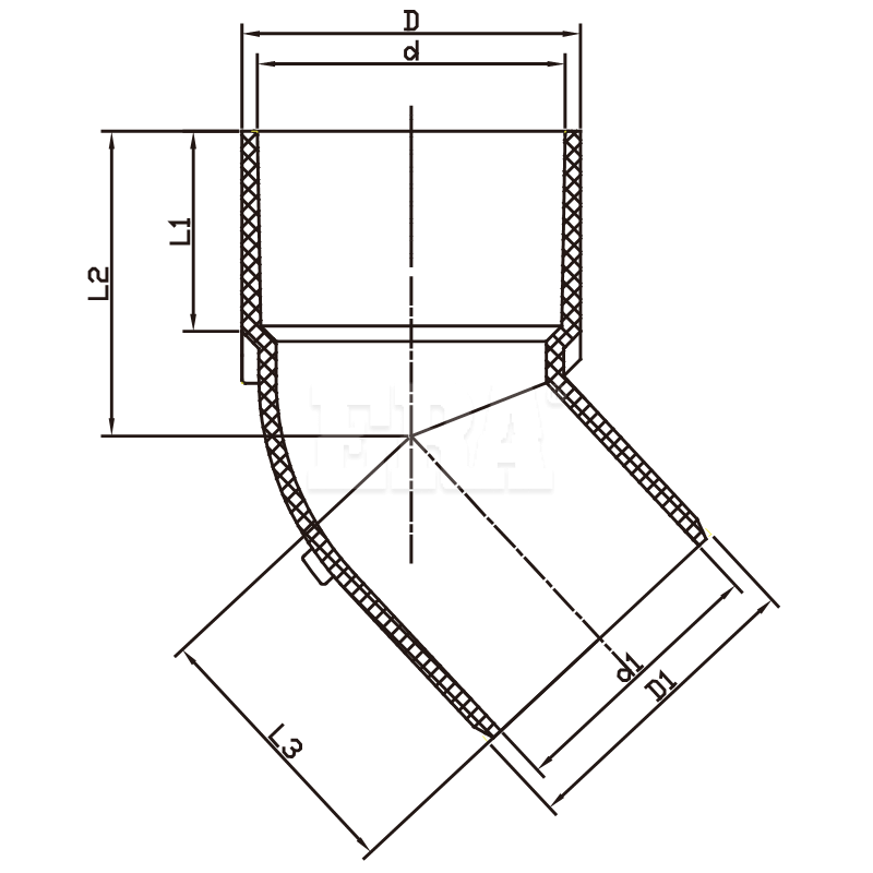 AUDE025 43° Bend M/F